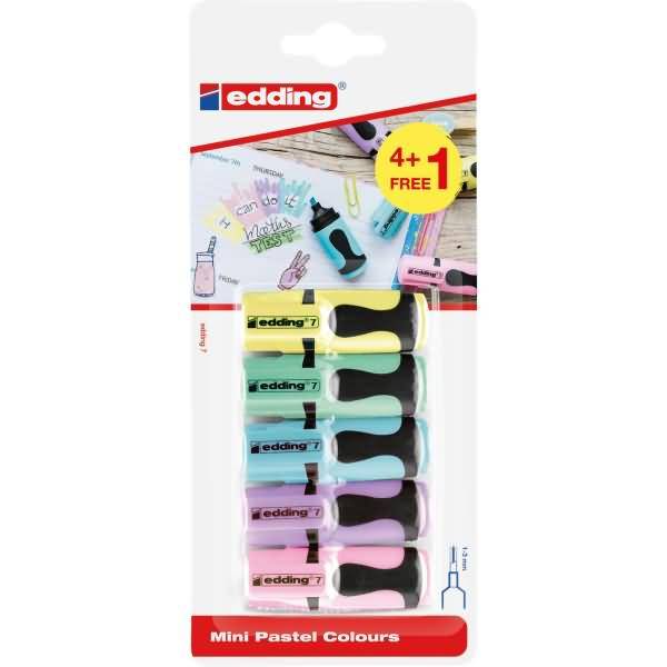 Textmarker edding 7 Mini VE=5 Stück Blister Pastellfarben sortiert