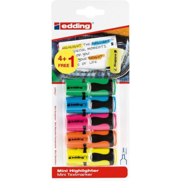 Textmarker edding 7 Mini VE=5 Stück Blister sortiert