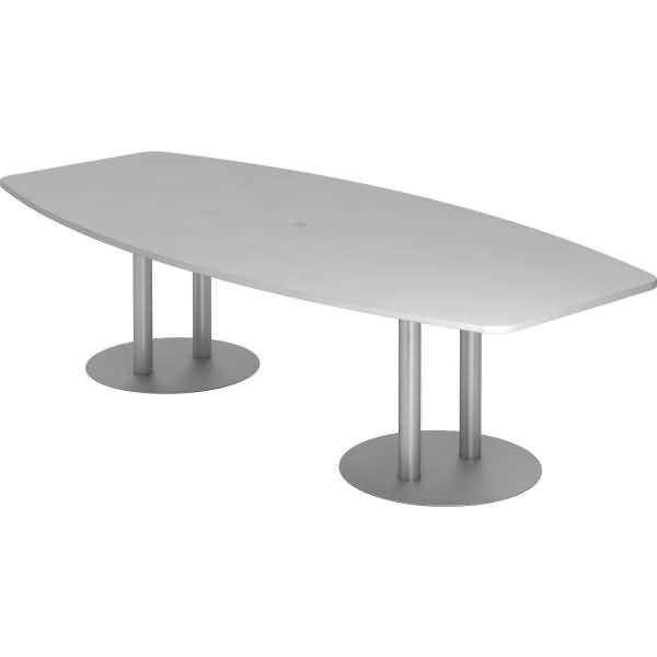 Konferenztisch T-Serie 280x130/85cm Säulenfuß grau/silber