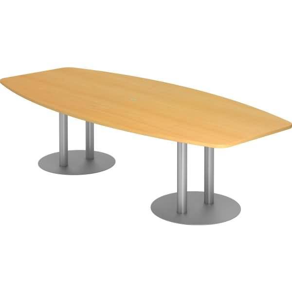 Konferenztisch T-Serie 280x130/85cm Säulenfuß buche/silber