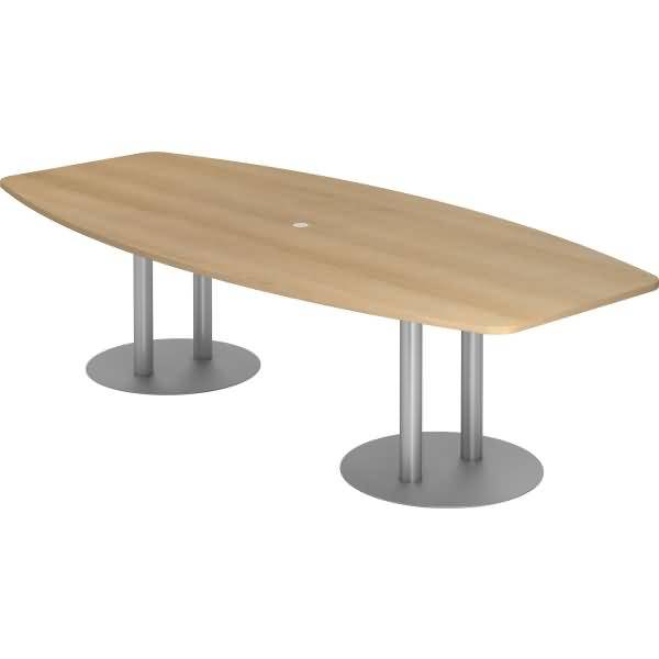 Konferenztisch T-Serie 280x130/85cm Säulenfuß eiche/silber