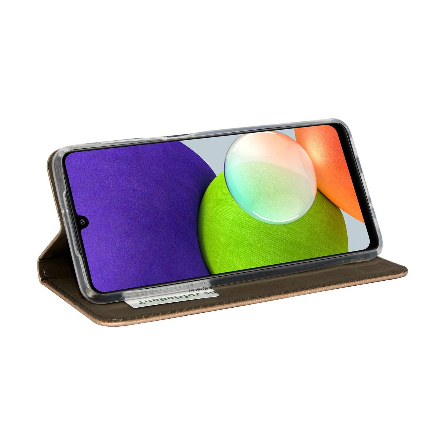 Buch Tasche "Smart" für SAMSUNG GALAXY A22 4G ( A225F ) Handy Hülle Etui Schutzhülle mit Standfunktion, Kartenfach Gold