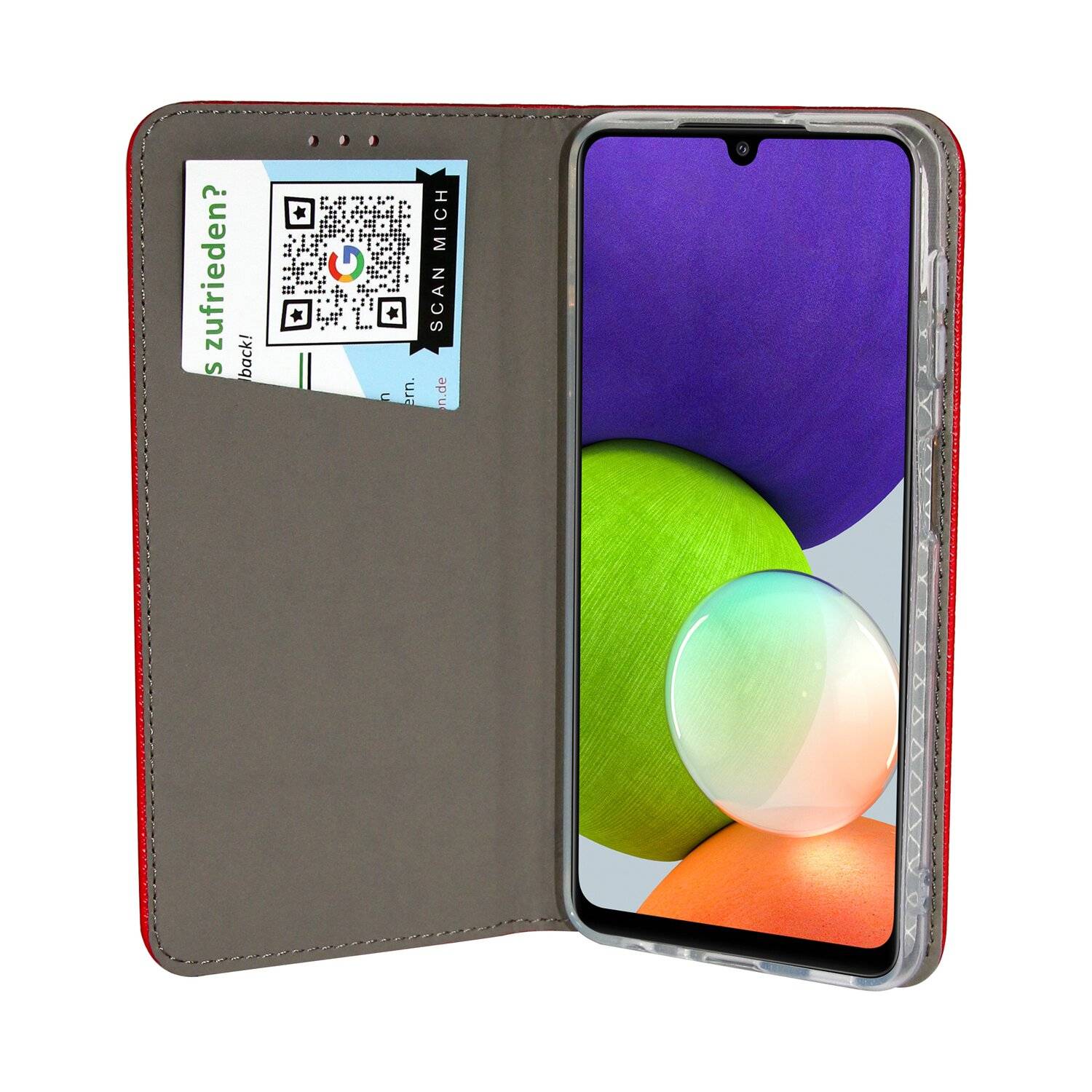 Buch Tasche "Smart" für SAMSUNG GALAXY A22 5G ( A226B ) Handy Hülle Etui Schutzhülle mit Standfunktion, Kartenfach Rot