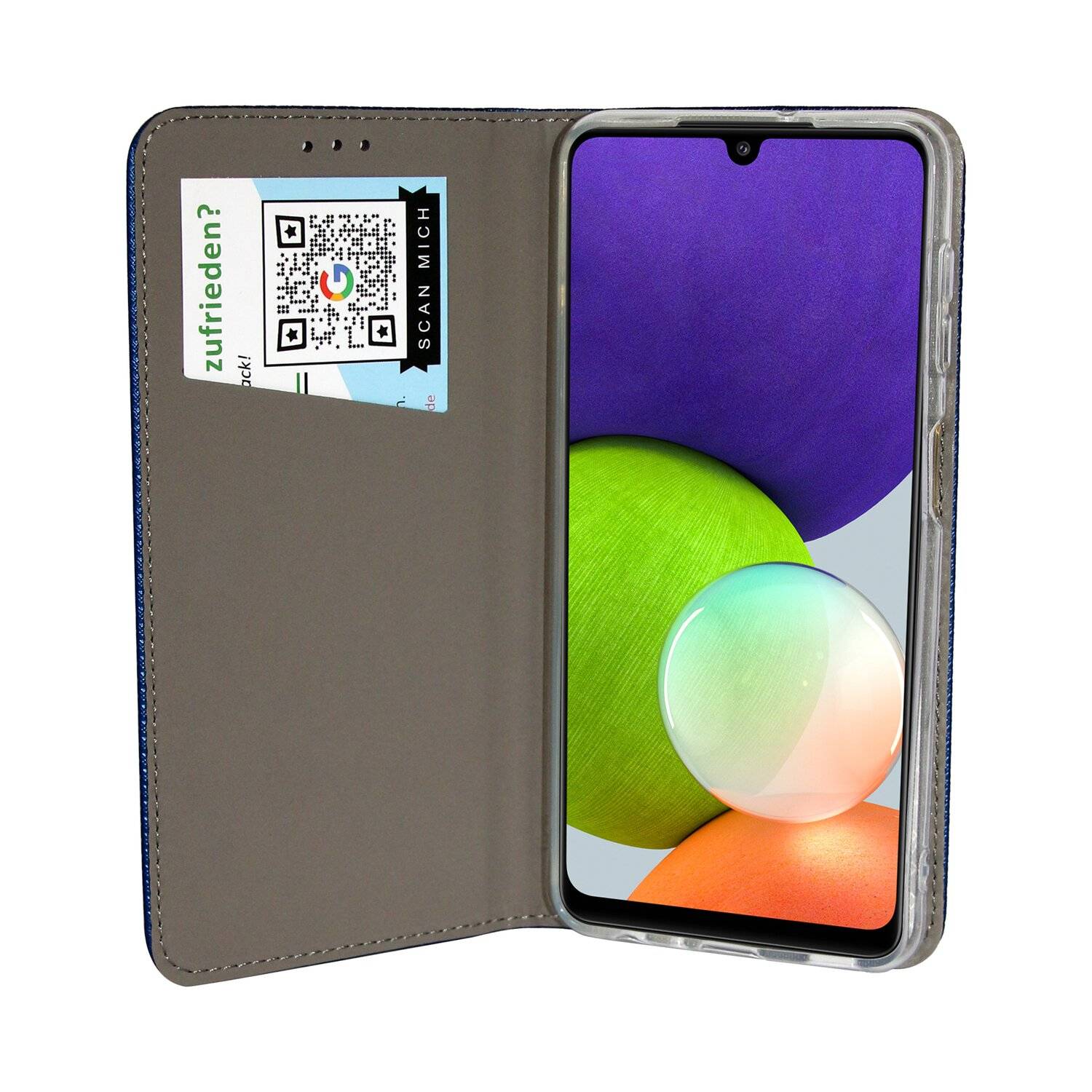 Buch Tasche "Smart" für SAMSUNG GALAXY A22 5G ( A226B ) Handy Hülle Etui Schutzhülle mit Standfunktion, Kartenfach Blau