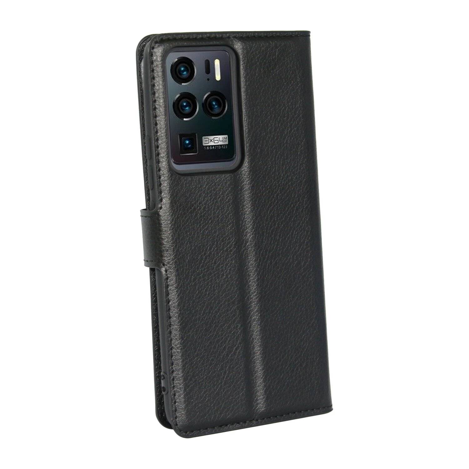 Buch Tasche "Fancy" für ZTE AXON 30 ULTRA Handy Hülle Etui Schutzhülle mit Standfunktion, Kartenfach Schwarz