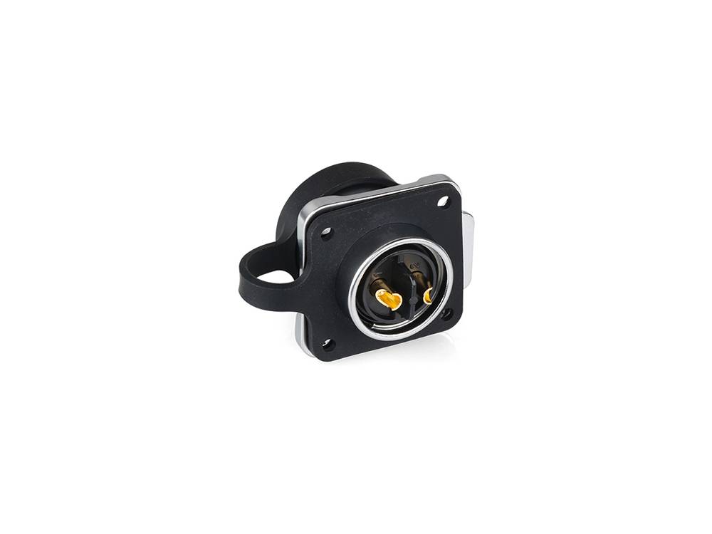 Good Connections® Industrie-Steckverbinder S1 - Power (2-Pin) Durchführungskupplung mit Flansch, Lötanschluss, Metall