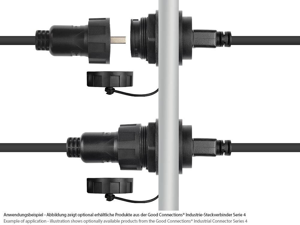 Good Connections®Industrie-Steckverbinder S4 - USB 2.0 Kabel, Stecker A an Einbaubuchse A,Kabelverschraubung beidseitig,