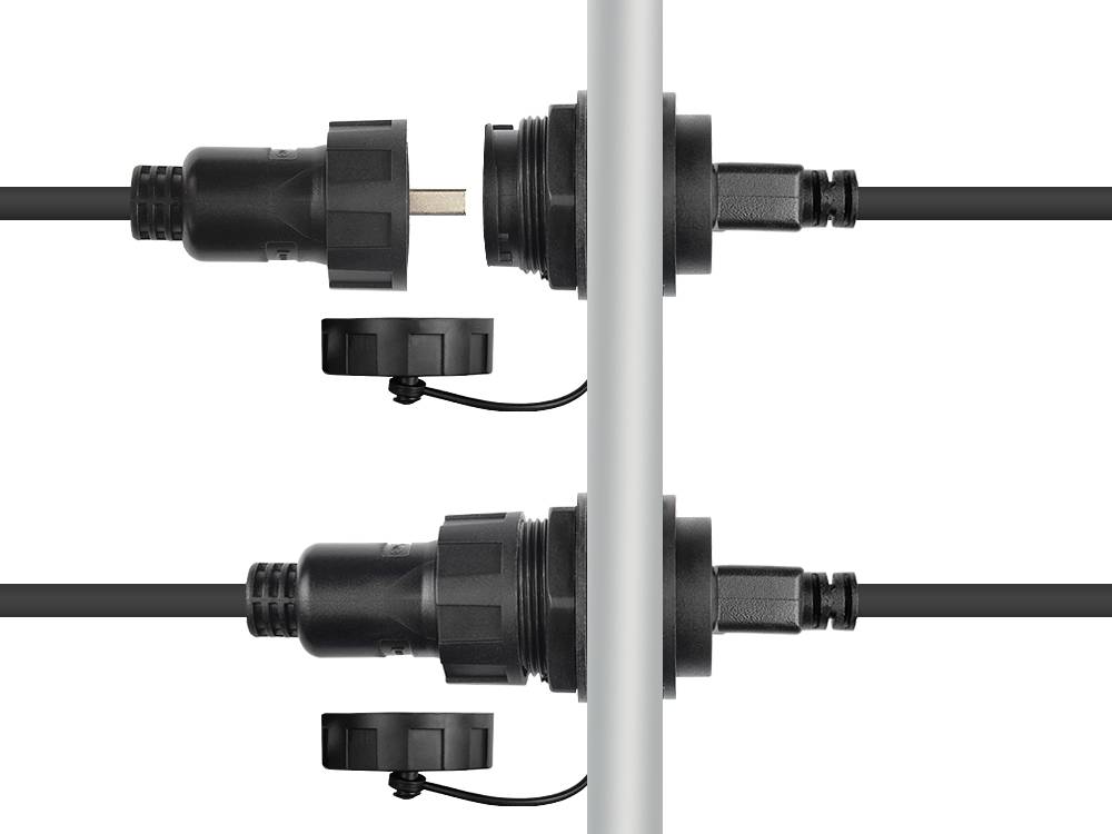 Good Connections® Industrie-Steckverbinder S4 - USB 2.0 Kabel, Stecker A an Einbaubuchse A mit Kabelverschraubung