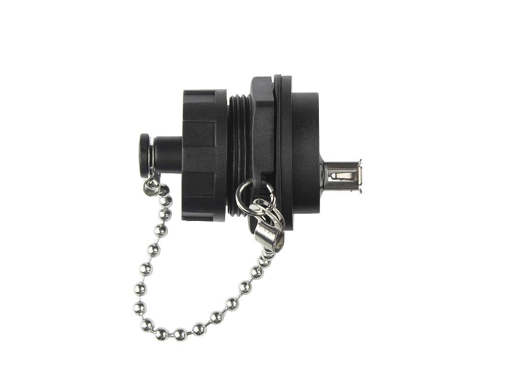 Good Connections® Industrie-Steckverbinder S4 - USB 2.0 Durchführungskupplung, Buchse A beidseitig,schwarz