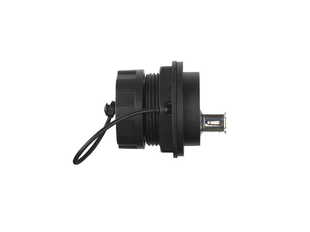 Good Connections® Industrie-Steckverbinder S4 - USB 3.0 Durchführungskupplung, Buchse A beidseitig, schwarz