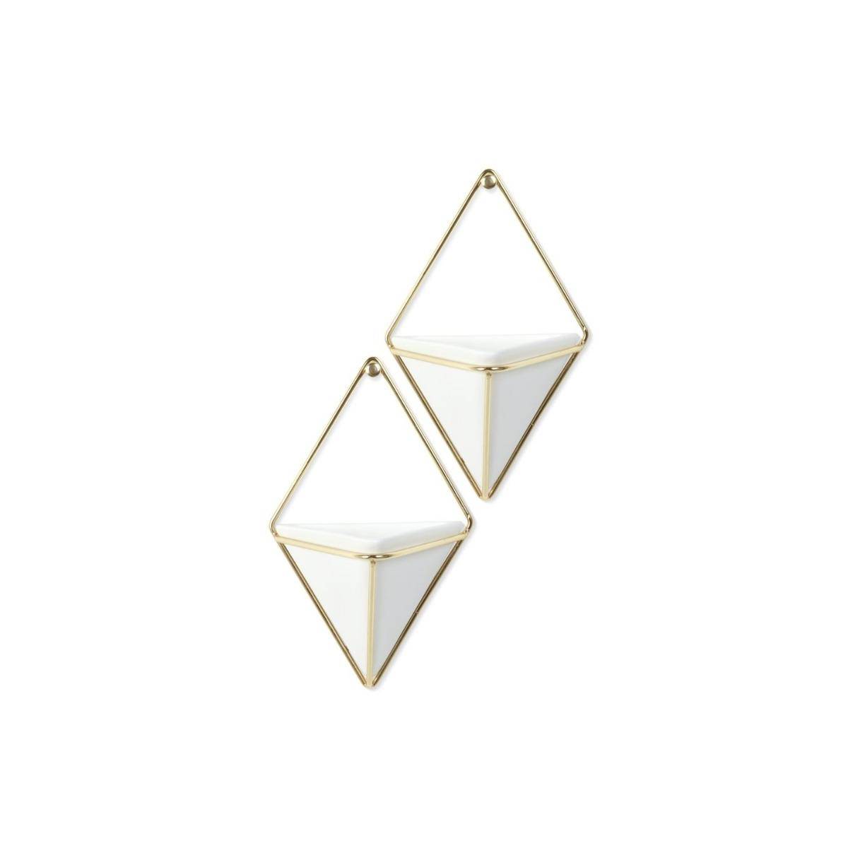 470753-524 - TRIGG - Wandgefäß, klein, weiß/messing