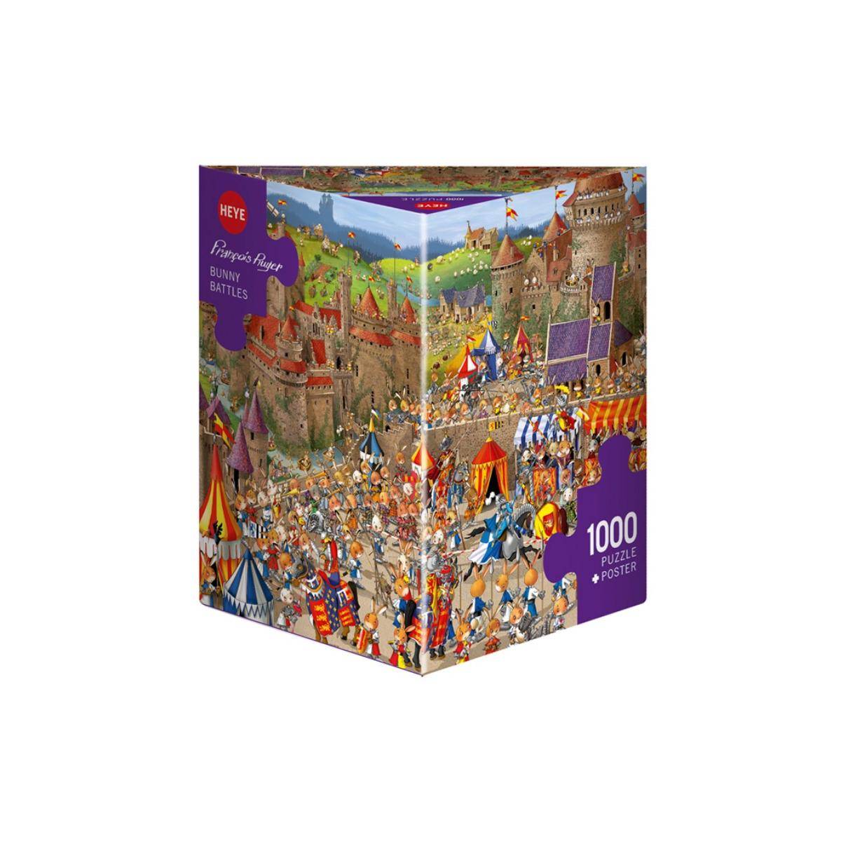 299200 - Bunny Battles, Cartoon im Dreieck, 1000 Teile - Puzzlegröße 50 x 70 cm