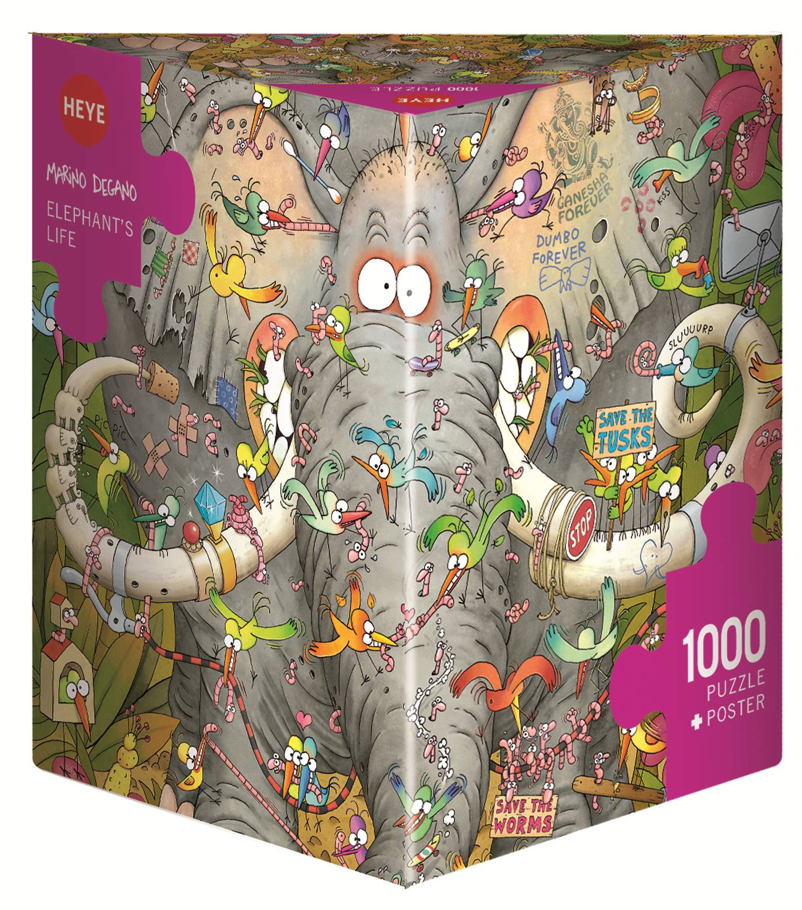HEYE 29921 Marino Degano Elephants Life 1000 Teile Puzzle