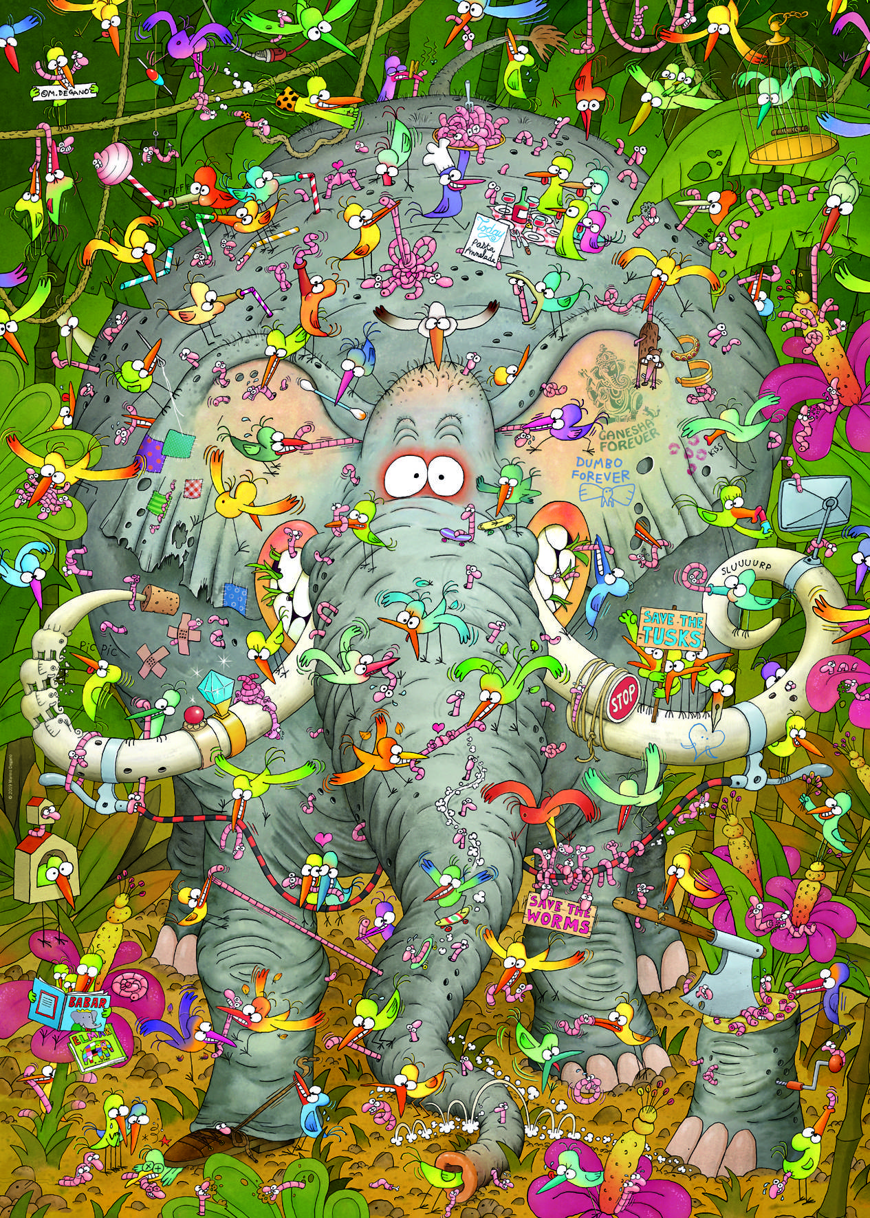 HEYE 29921 Marino Degano Elephants Life 1000 Teile Puzzle