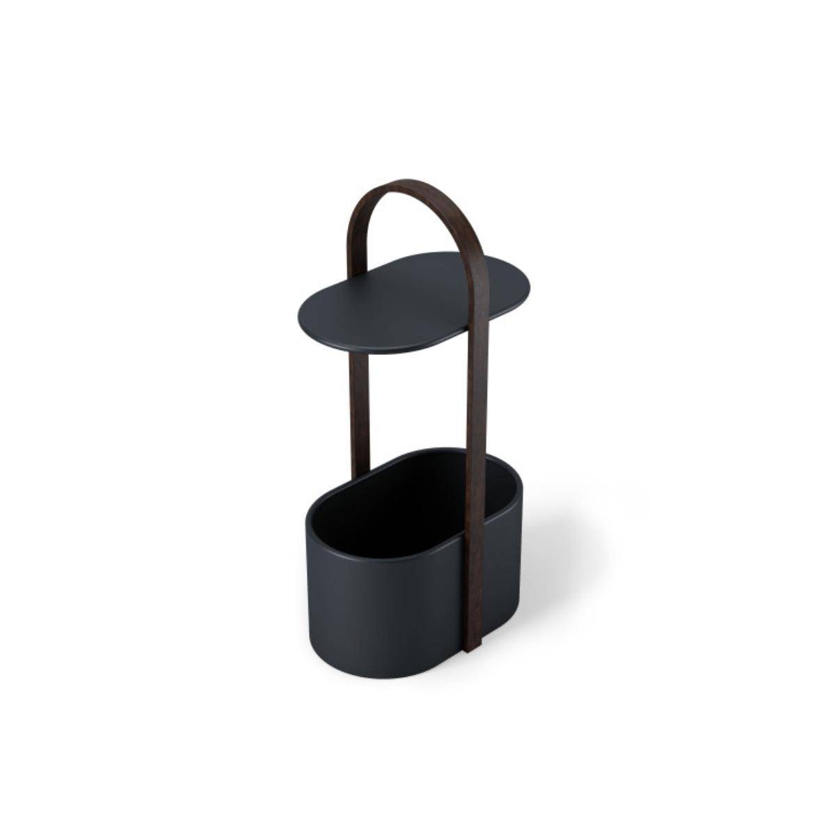 1013760-048 - BELLWOOD Beistelltisch mit Ablagefläche und Kabelkanal, schwarz/walnuss