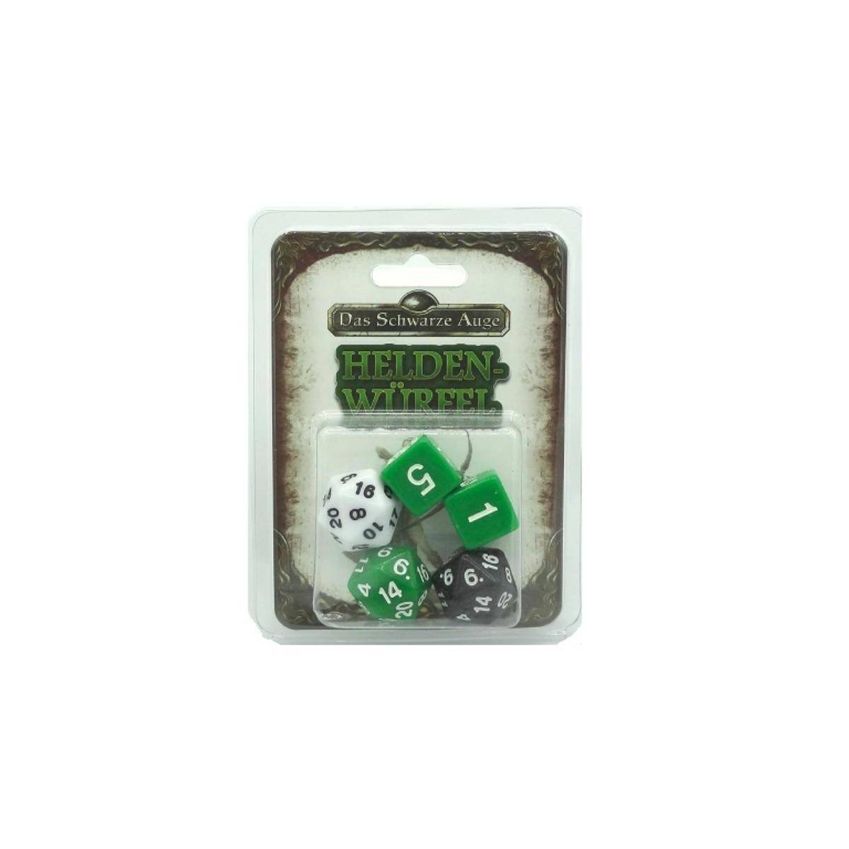 US25421 - DSA5 Einsteigerbox - Elfen-Würfelset, 5 Stück, grün (DE-Ausgabe)