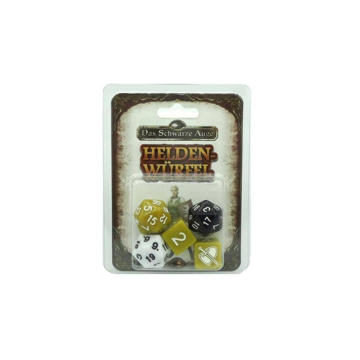 US25419 - DSA5 Einsteigerbox - Krieger-Würfelset, 5 Stück, gelb (DE-Ausgabe)