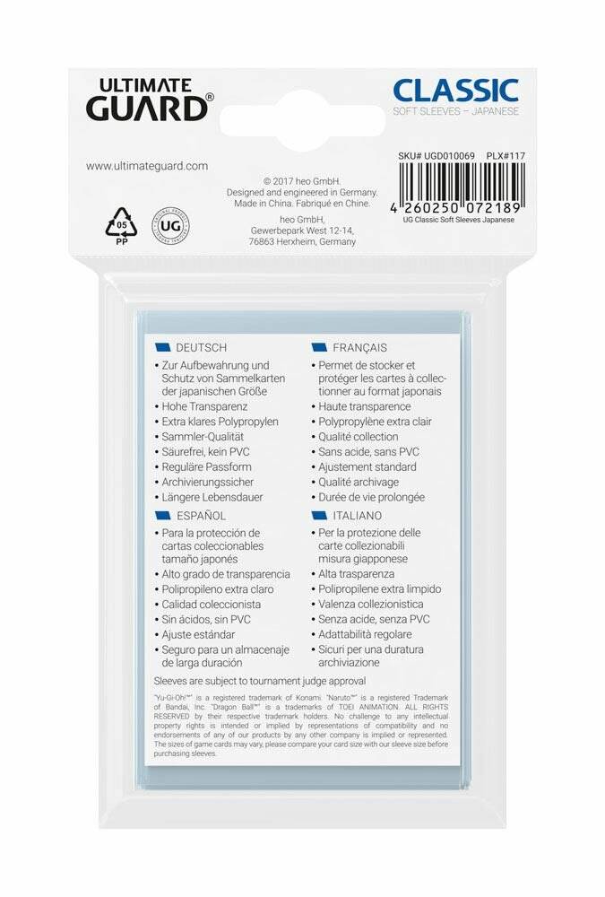 Ultimate Guard Classic Soft Sleeves Japanische Größe Transparent (100)