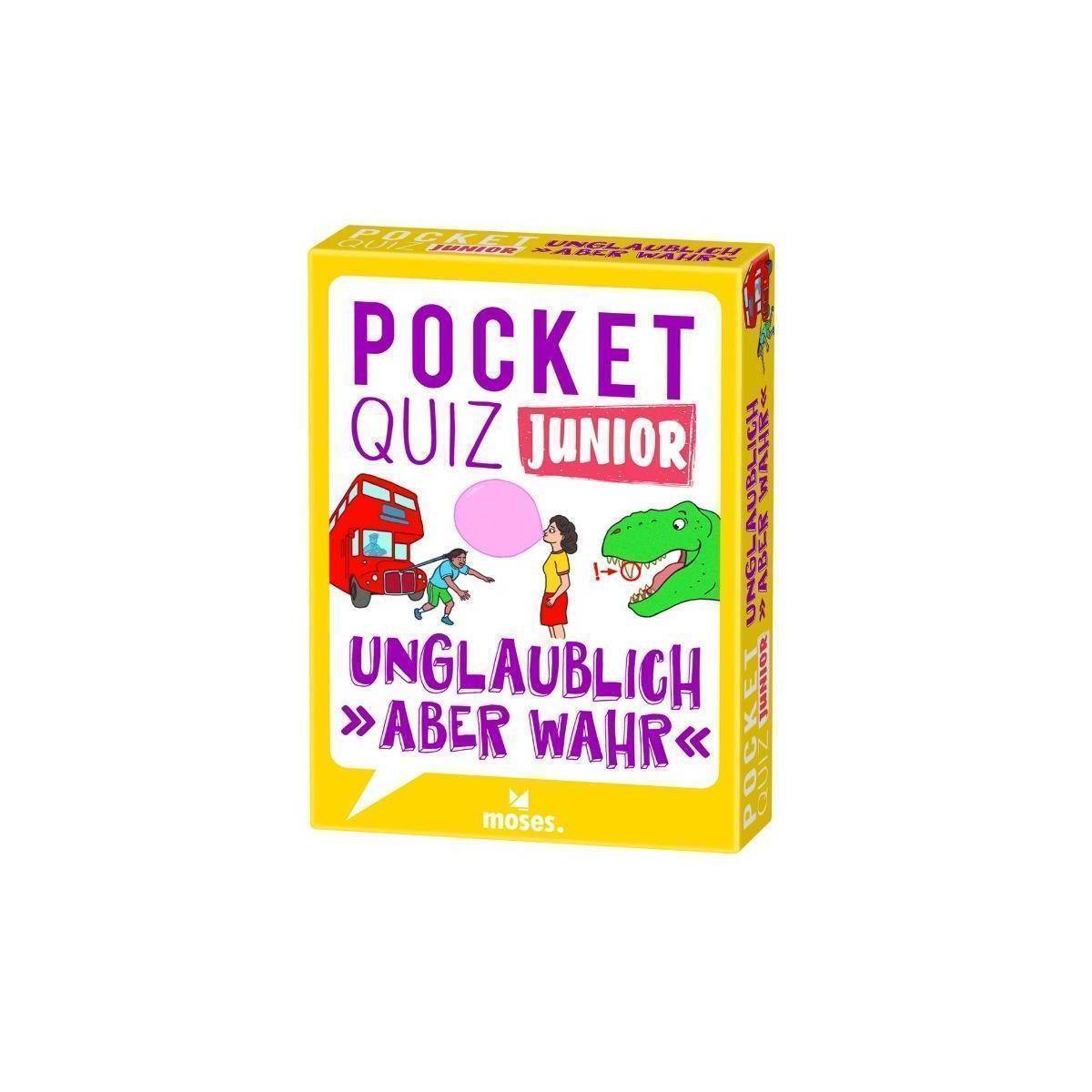 MOS50192 - Pocket Quiz junior - Unglaublich, aber wahr, Kartenspiel, 1+ Spieler (DE-Ausgabe)