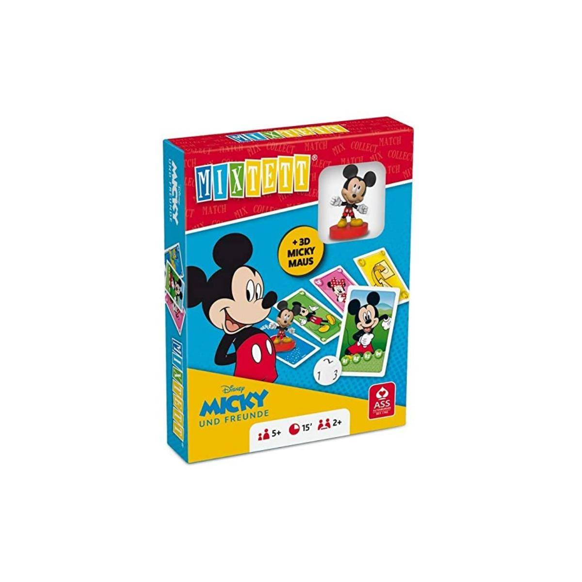 22522241 - Mixtett - Disney Mickey+ Friends, Kartenspiel (DE/FR(IT) + Figur Mickey, ab 5 J.