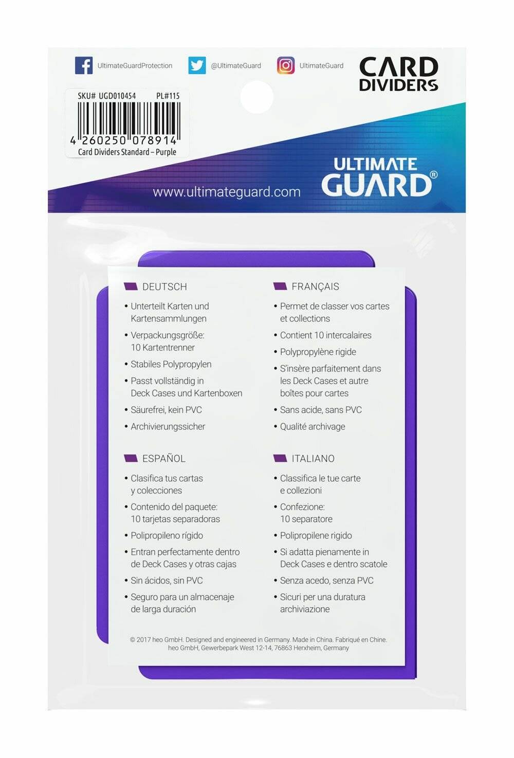 Ultimate Guard Kartentrenner Standardgröße Violett (10)