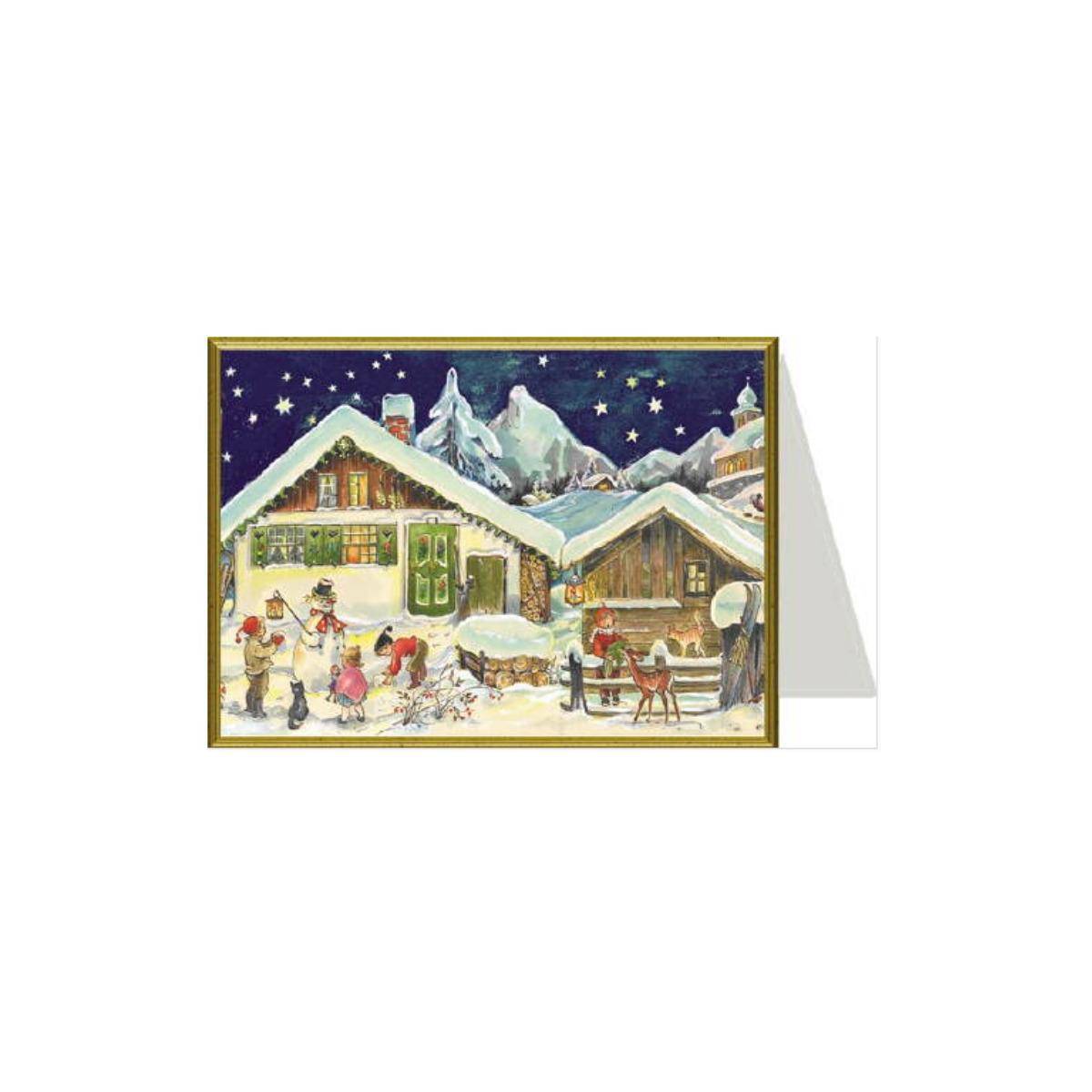 99119 - Weihnachtskarte - Schneemann bauen