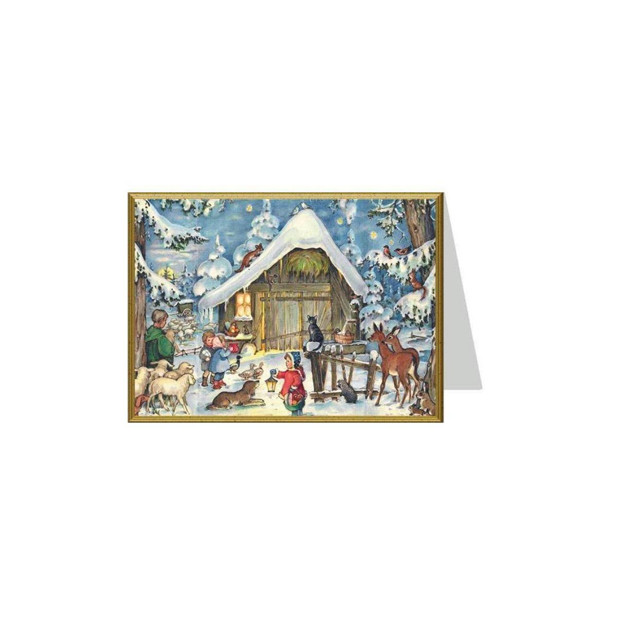 99205 - Weihnachtskarte - Weihnachten am Stall