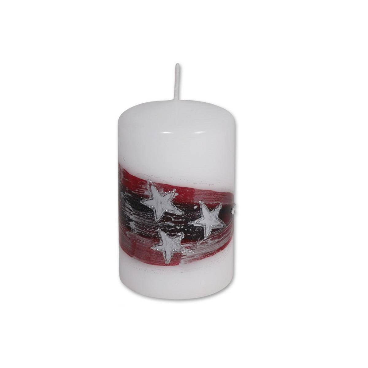 110447 - Kerzenzylinder "Galaxie 2" rot , 11 cm x 7cm