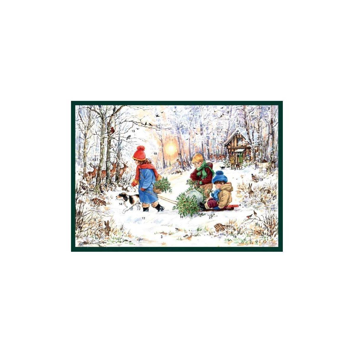 816 - Adventskalender A4 – Mit dem Schlitten unterwegs