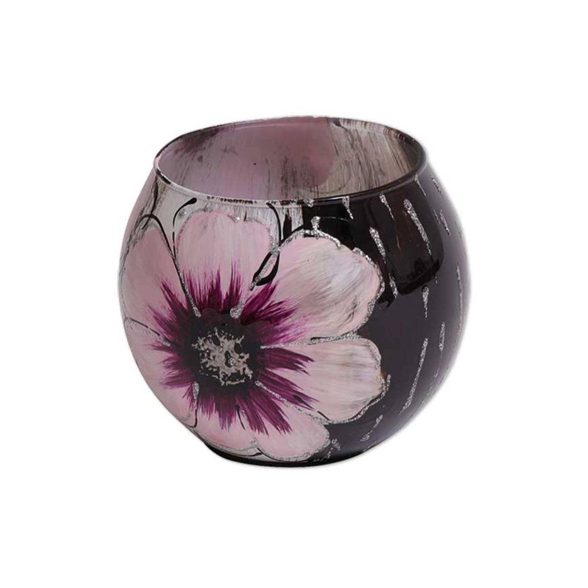 550387 - Teelichthalter aus Glas "Blume", 9cm