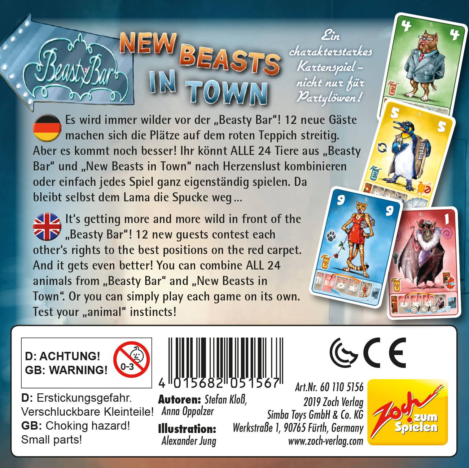 Zoch 601105156 Beasty Bar New Beasts in Town, Kartenspiel