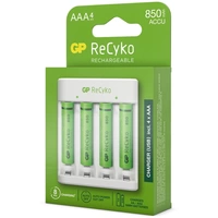 USB-Modell Ladegerät GP E411 inkl. 4x ReCyko 1,2V AAA Micro 850 mAh Akkus USB-Modell Ladegerät GP E411 inkl. 4x ReCyko 1,2V AAA Micro 850 mAh Akkus