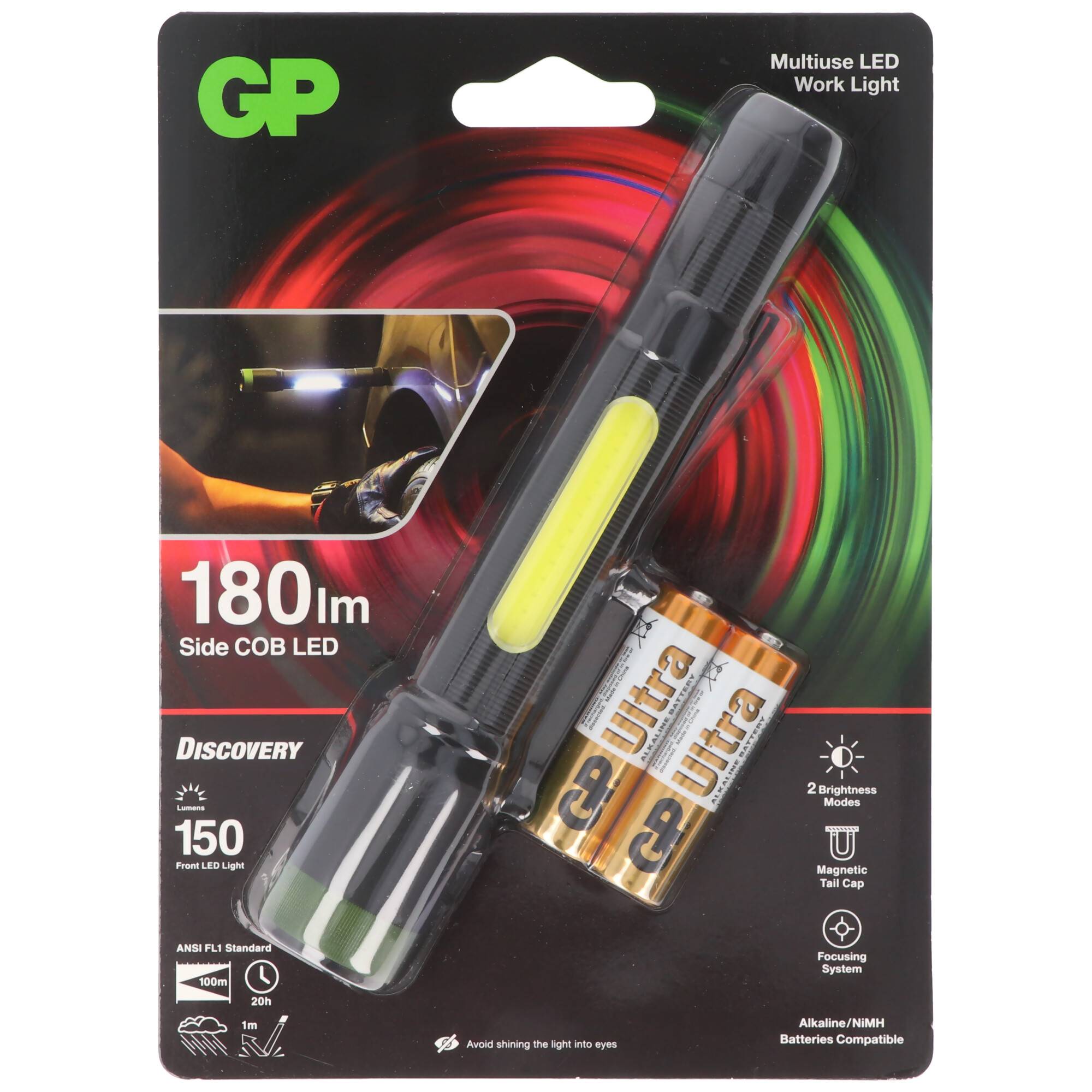 Taschenlampe GP C33 150 Lumen inklusive 2x AA 1,5V Mignon Batterien