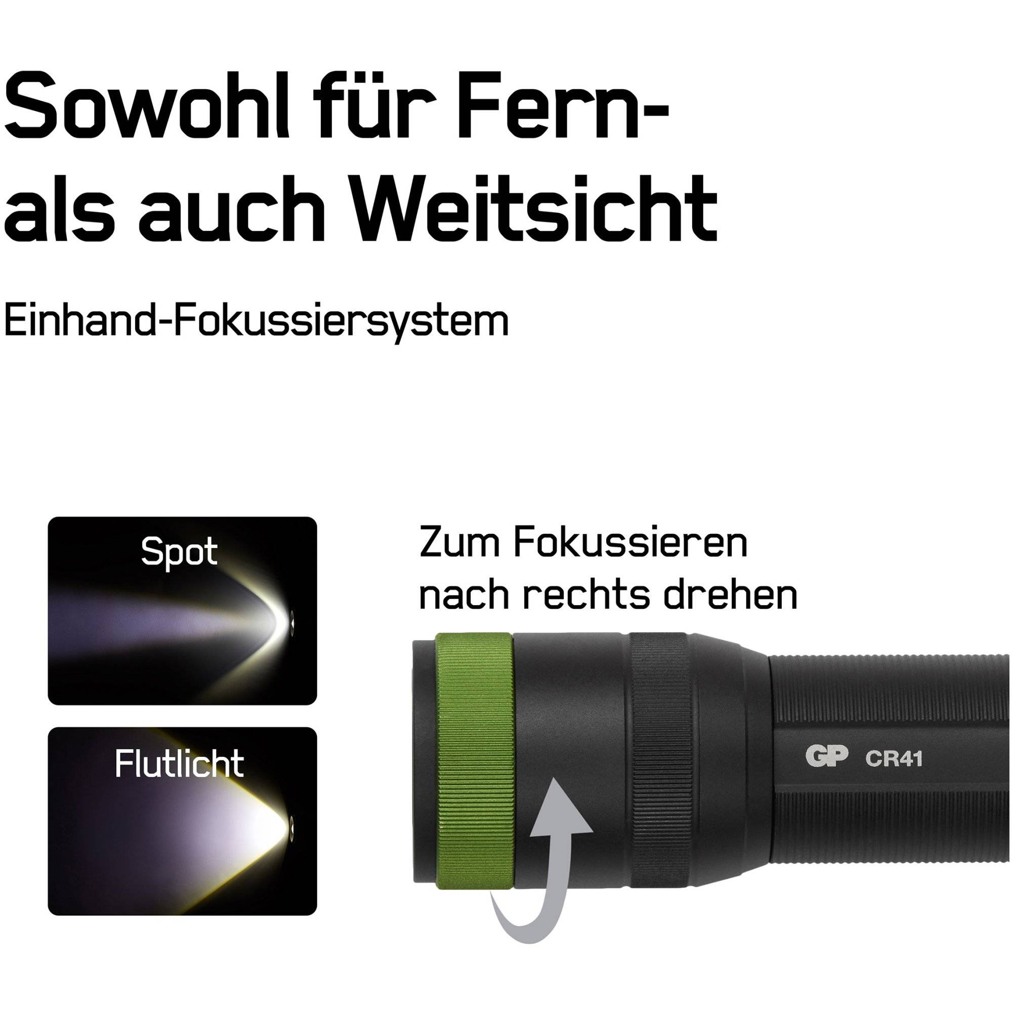 Taschenlampe GP CR41 650lumen inkl. 1x 18650 3,7V Li-Ion Akku