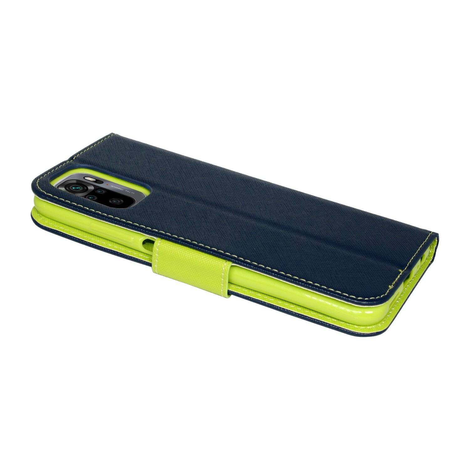Buch Tasche "Fancy" für XIAOMI REDMI NOTE 10S Handy Hülle Etui Schutzhülle mit Standfunktion, Kartenfach Blau-Grün