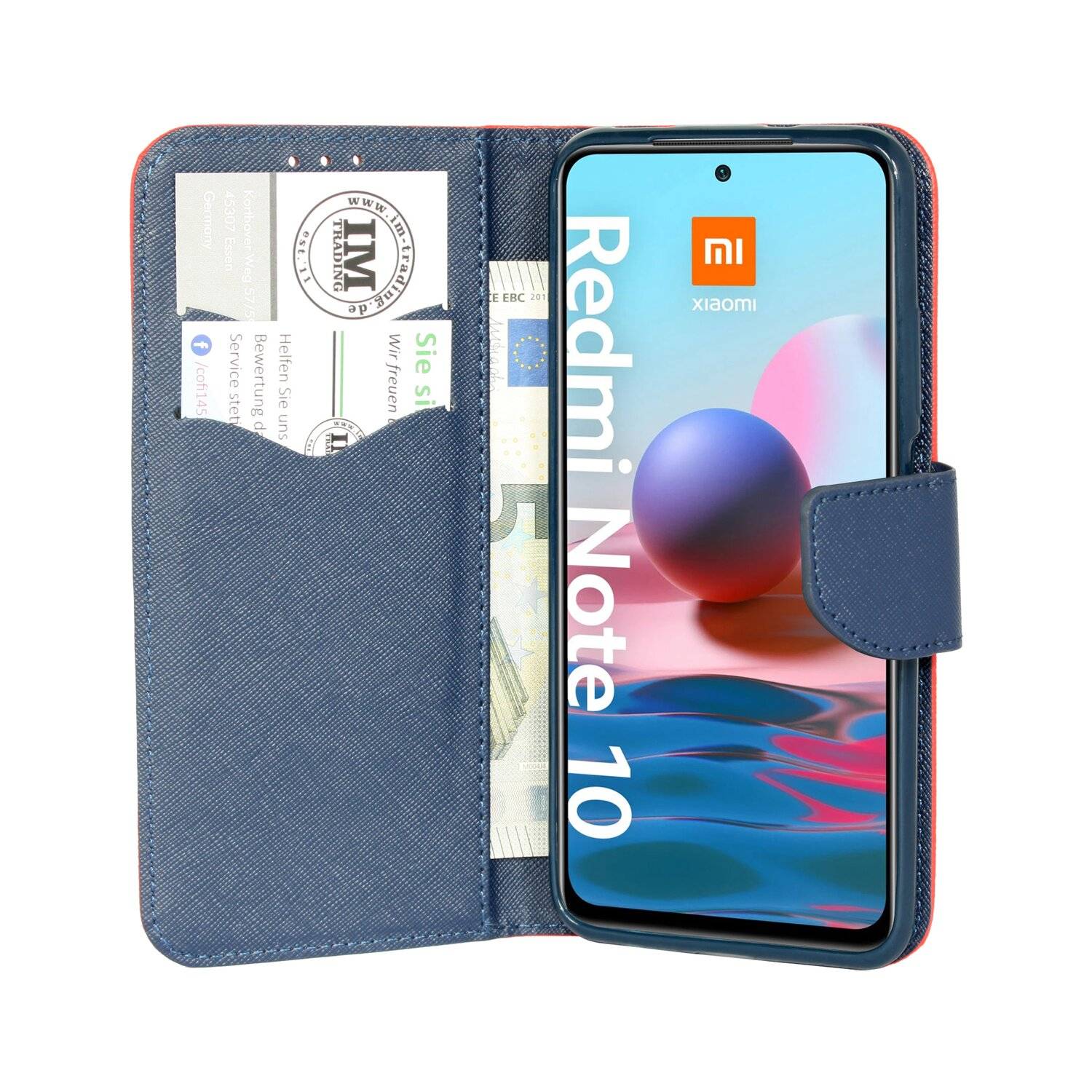Buch Tasche "Fancy" für XIAOMI REDMI NOTE 10S Handy Hülle Etui Schutzhülle mit Standfunktion, Kartenfach Blau-Grün