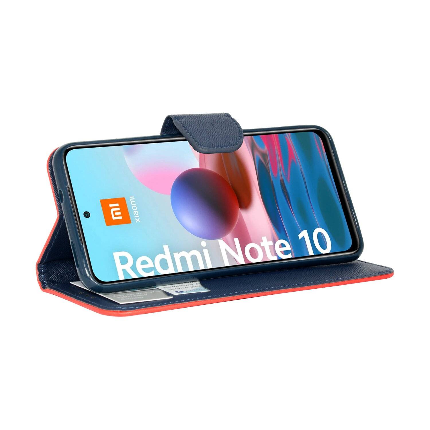 Buch Tasche "Fancy" für XIAOMI REDMI NOTE 10S Handy Hülle Etui Schutzhülle mit Standfunktion, Kartenfach Blau-Grün