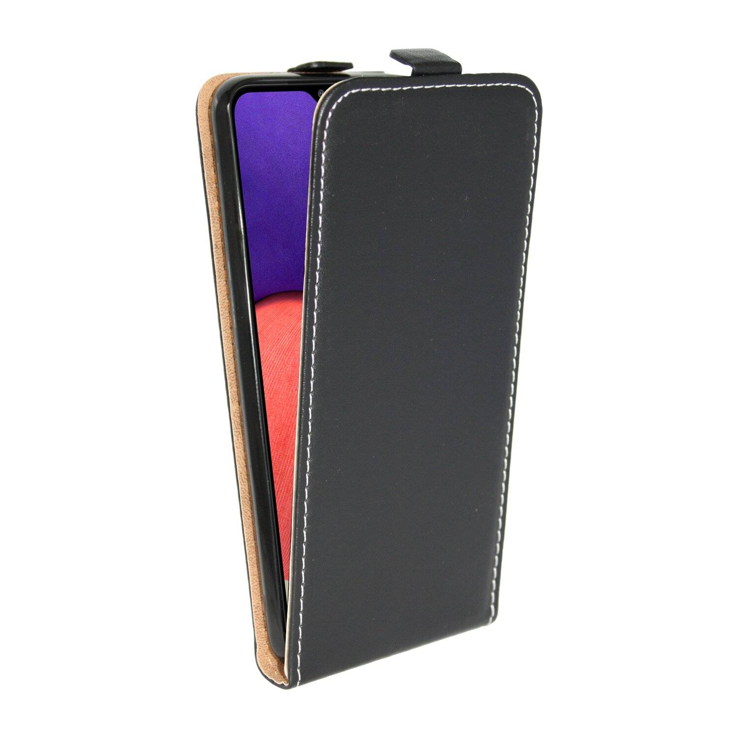 Flip Case für SAMSUNG GALAXY A22 5G (A226B) Handy Tasche vertikal aufklappbar Schutzhülle Klapp Hülle Schwarz