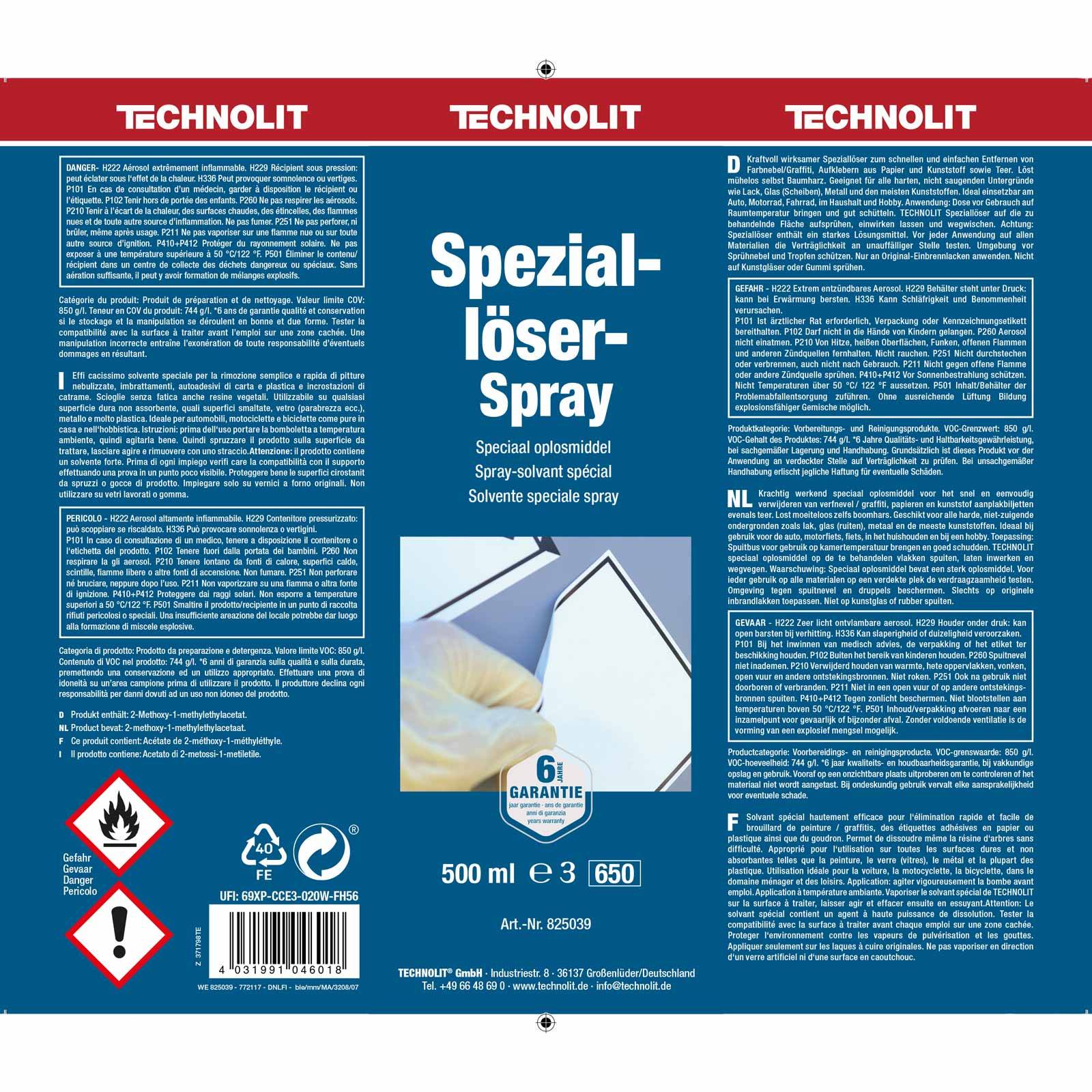 TECHNOLIT Speziallöser-Spray 500 ml