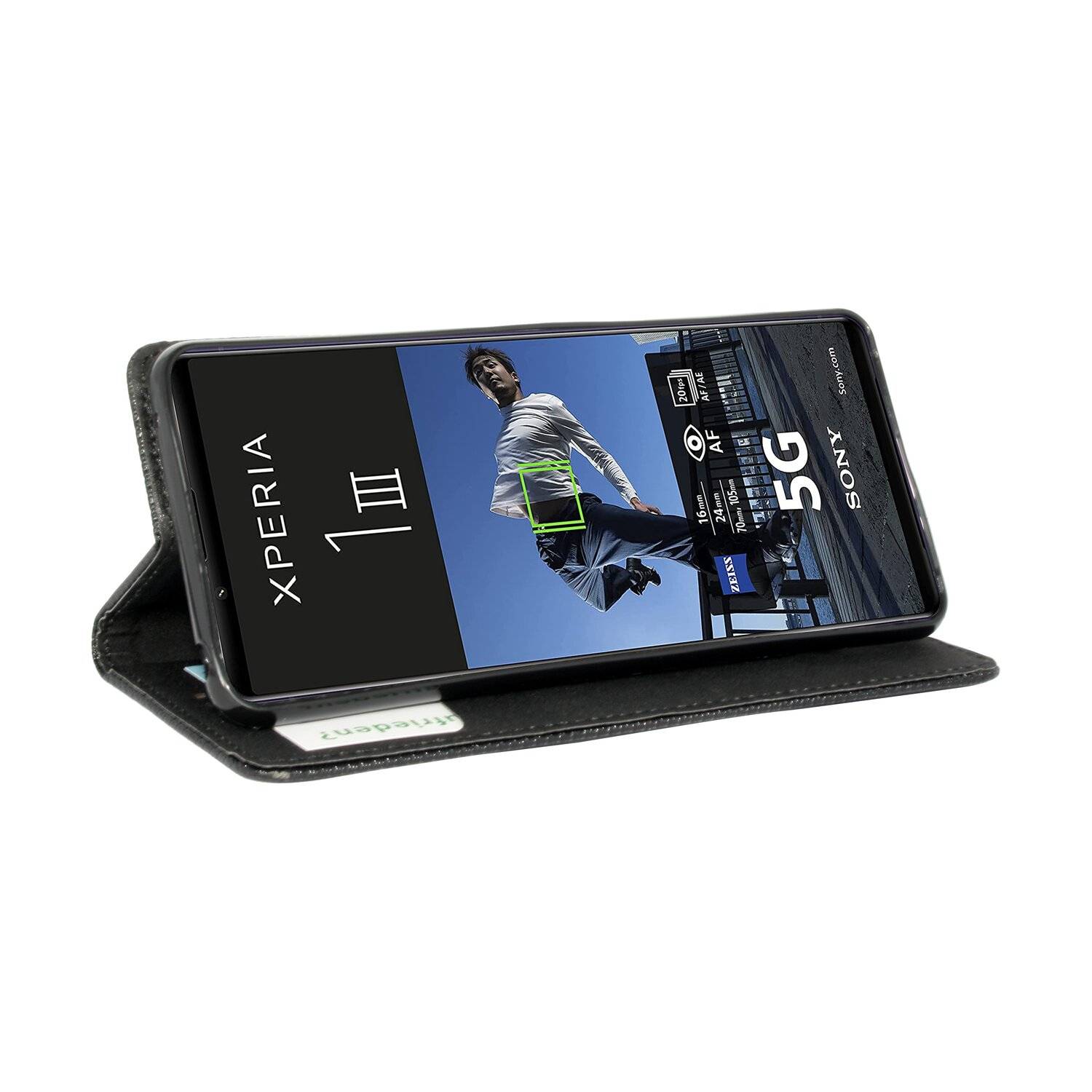 Elegante Buch-Tasche Hülle Smart Magnet für Sony Xperia 1 III Leder Optik Wallet Book-Style Cover Schale Schwarz