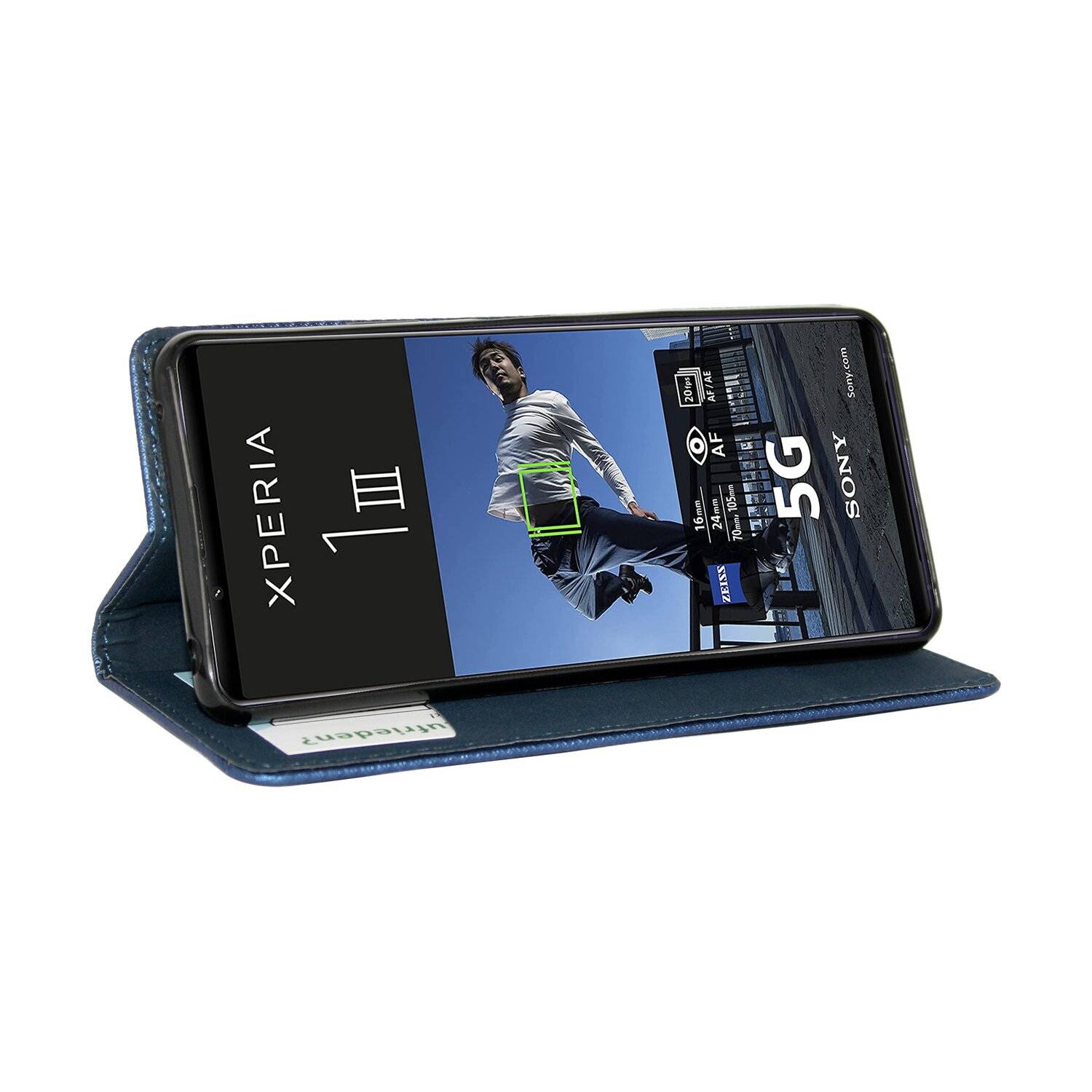 Elegante Buch-Tasche Hülle Smart Magnet kompatibel mit Sony Xperia 1 III Leder Optik Wallet Book-Style Cover Schale Blau