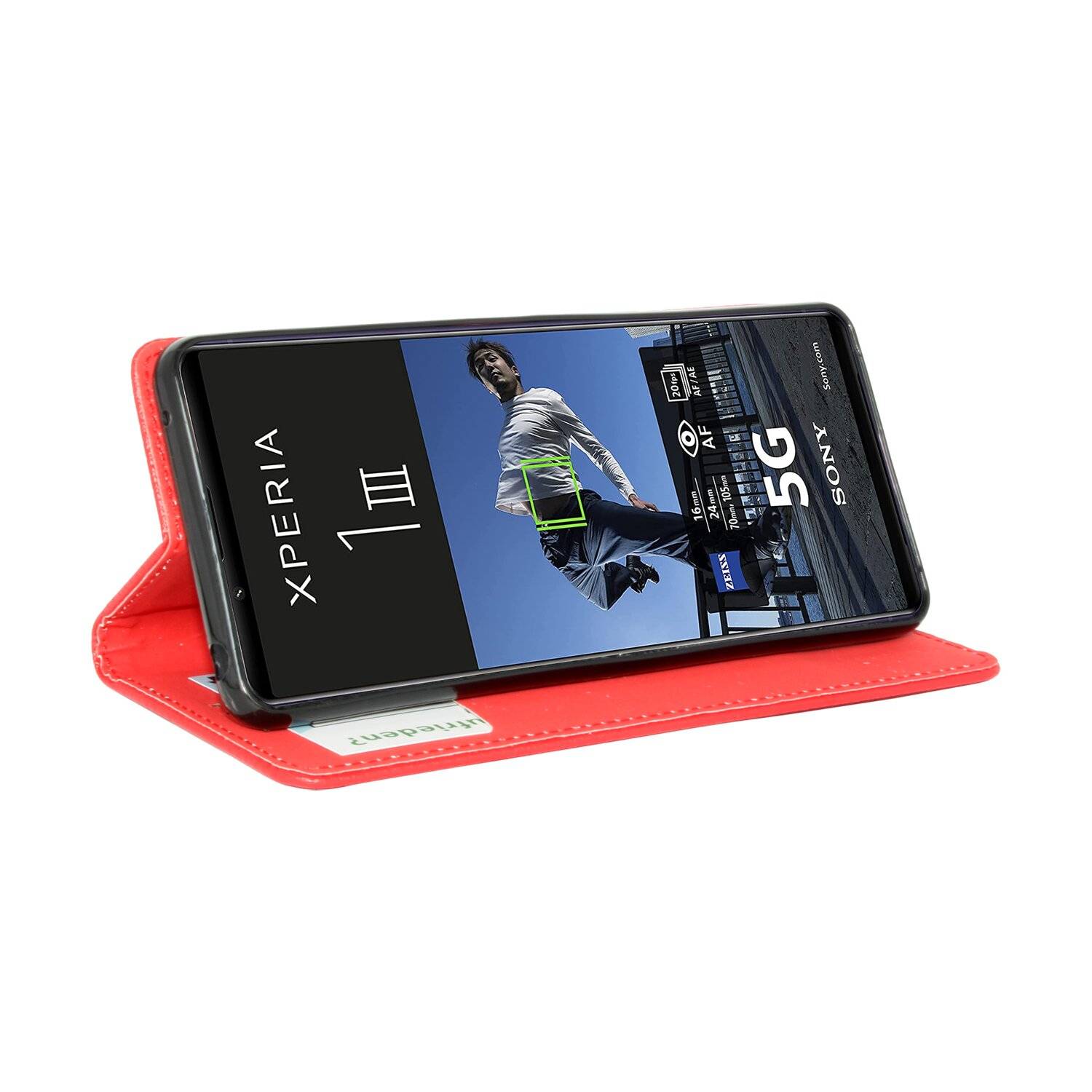 Elegante Buch-Tasche Hülle Smart Magnet kompatibel mit Sony Xperia 1 III Leder Optik Wallet Book-Style Cover Schale Rot