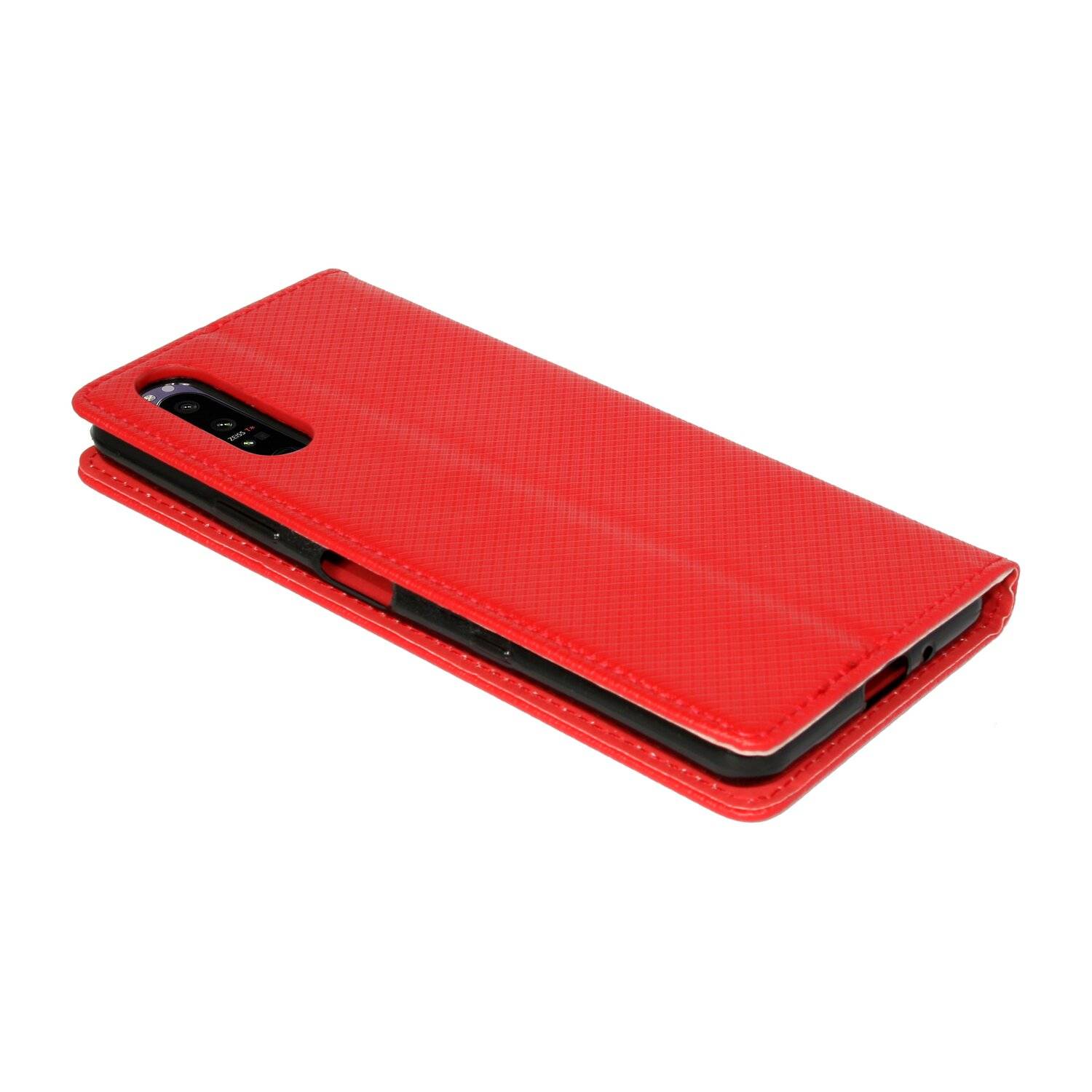Elegante Buch-Tasche Hülle Smart Magnet kompatibel mit Sony Xperia 10 III Leder Optik Wallet Book-Style Cover Schale Rot