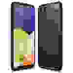 NALIA Carbon Look Case für Samsung Galaxy A22, Matt-Schwarze Silikonhülle Cover