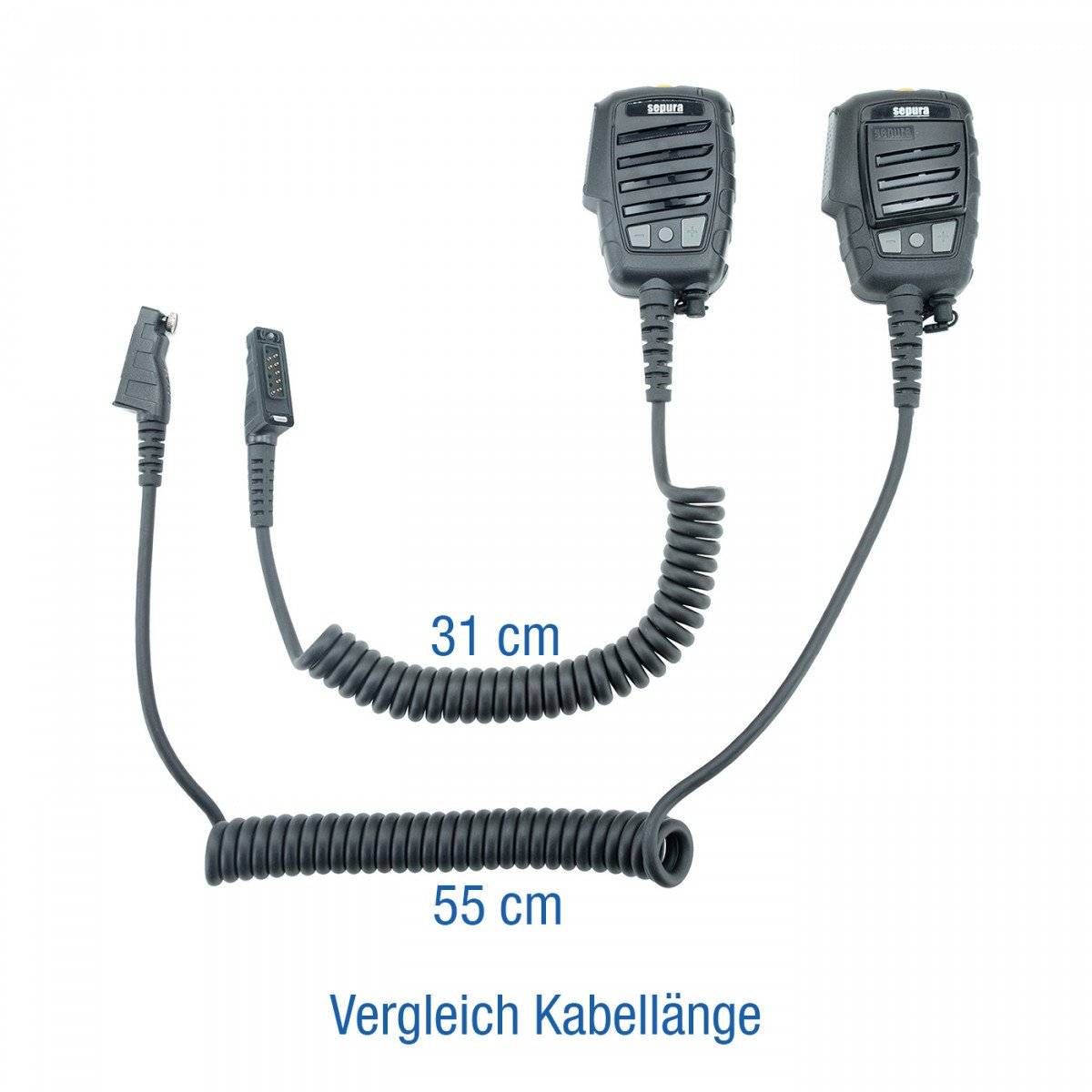 SEPURA Lautsprecher-Mikrofon ADVANCED sRSM IP67 kurz, mit Clip, 3 Tasten und Notruf, für STP8/9000, SC20, SC21, mit 31cm Kabel 300-01982