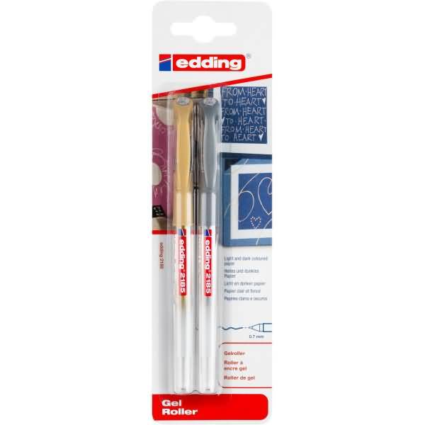 Gelroller edding 2185 VE=2 Stück gold/silber Blister