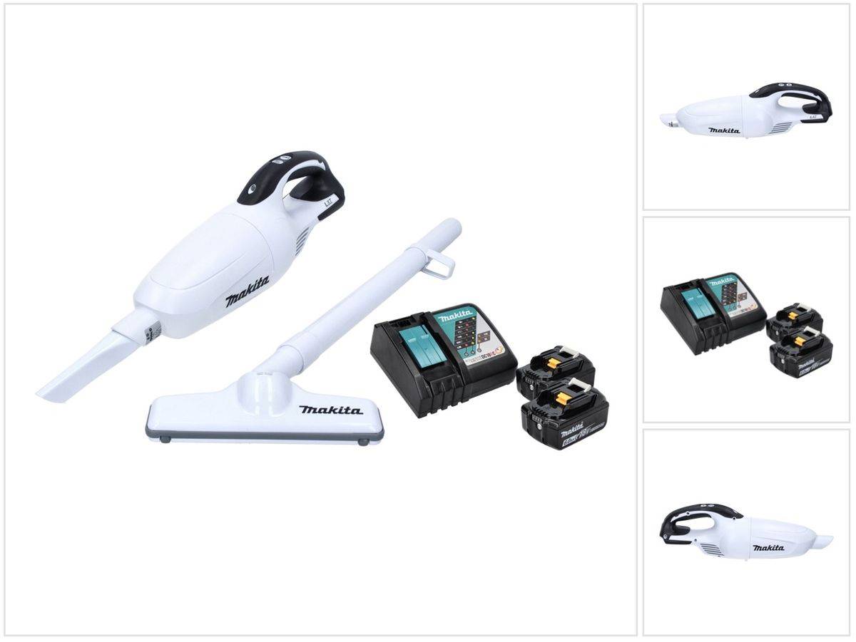 Makita DCL 181 FRGW Akku Staubsauger 18 V Weiß + 2x Akku 6,0 Ah + Ladegerät