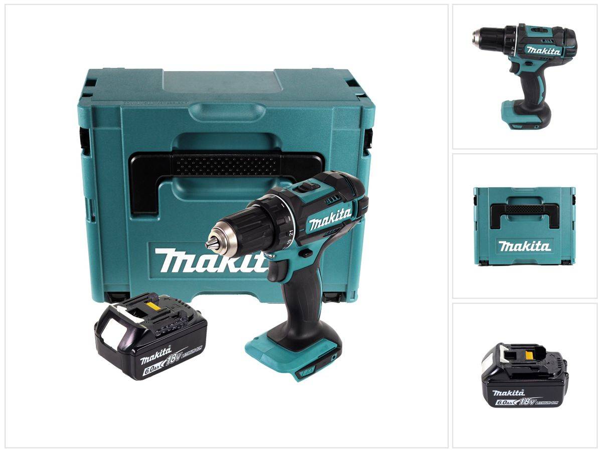 Makita DDF 482 G1J Akku Bohrschrauber 18 V 62 Nm + 1x Akku 6,0 Ah + Makpac - ohne Ladegerät