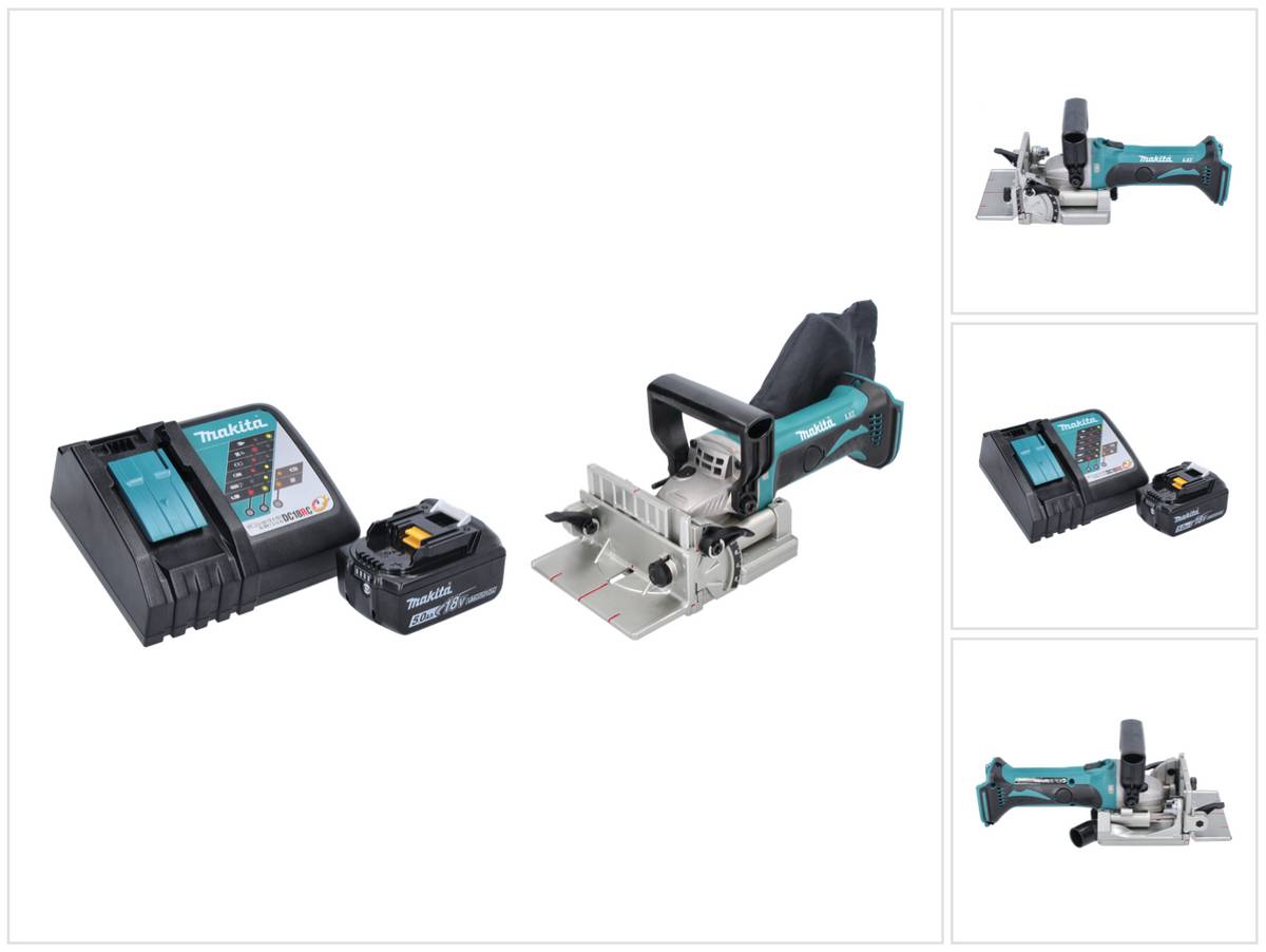 Makita DPJ 180 RT1 Akku Nutfräse 18 V 100 mm + 1x Akku 5,0 Ah + Ladegerät