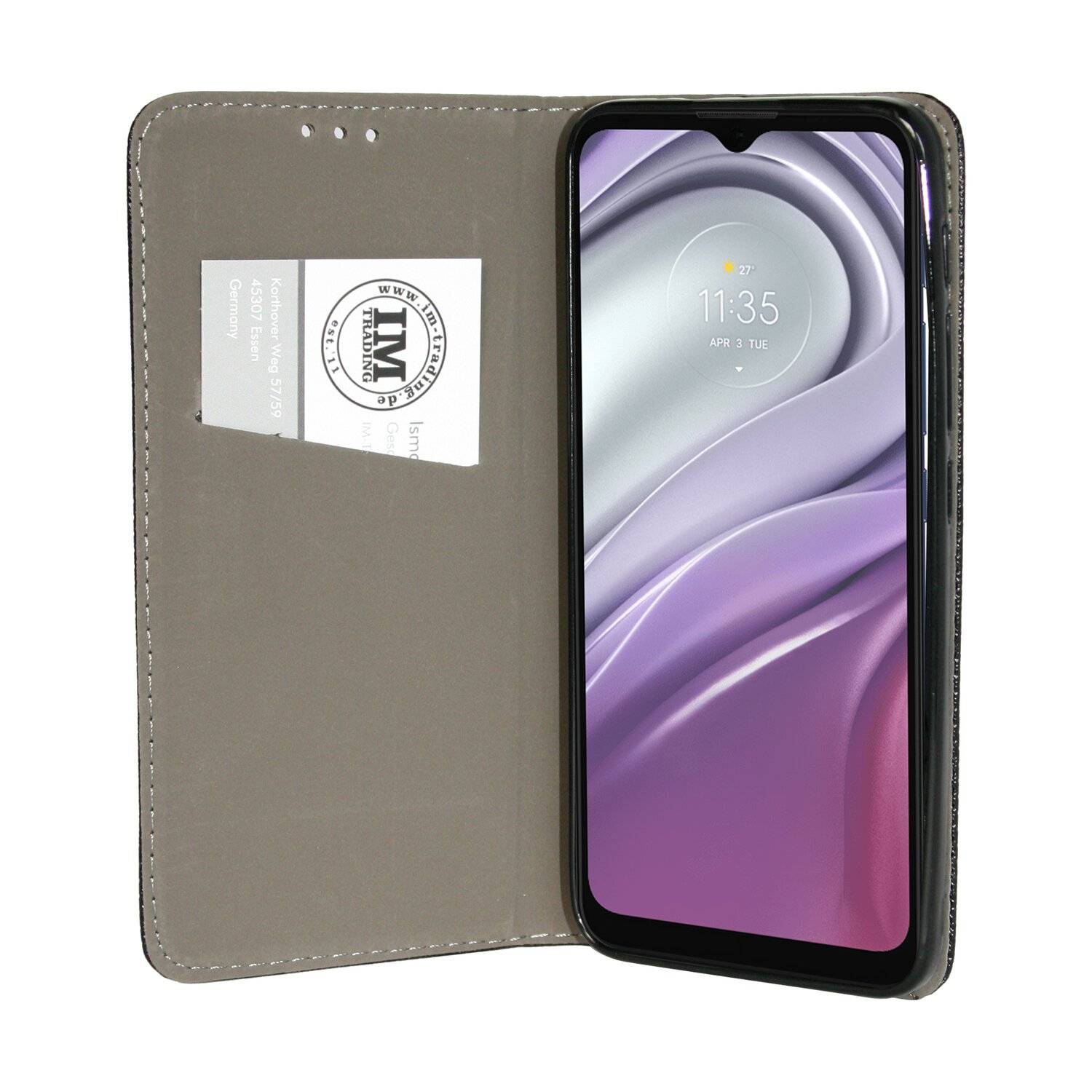 cofi1453® Elegante Buch-Tasche Hülle Smart Magnet kompatibel mit MOTOROLA MOTO G20 Leder Optik Wallet Book-Style Cover Schale in Schwarz